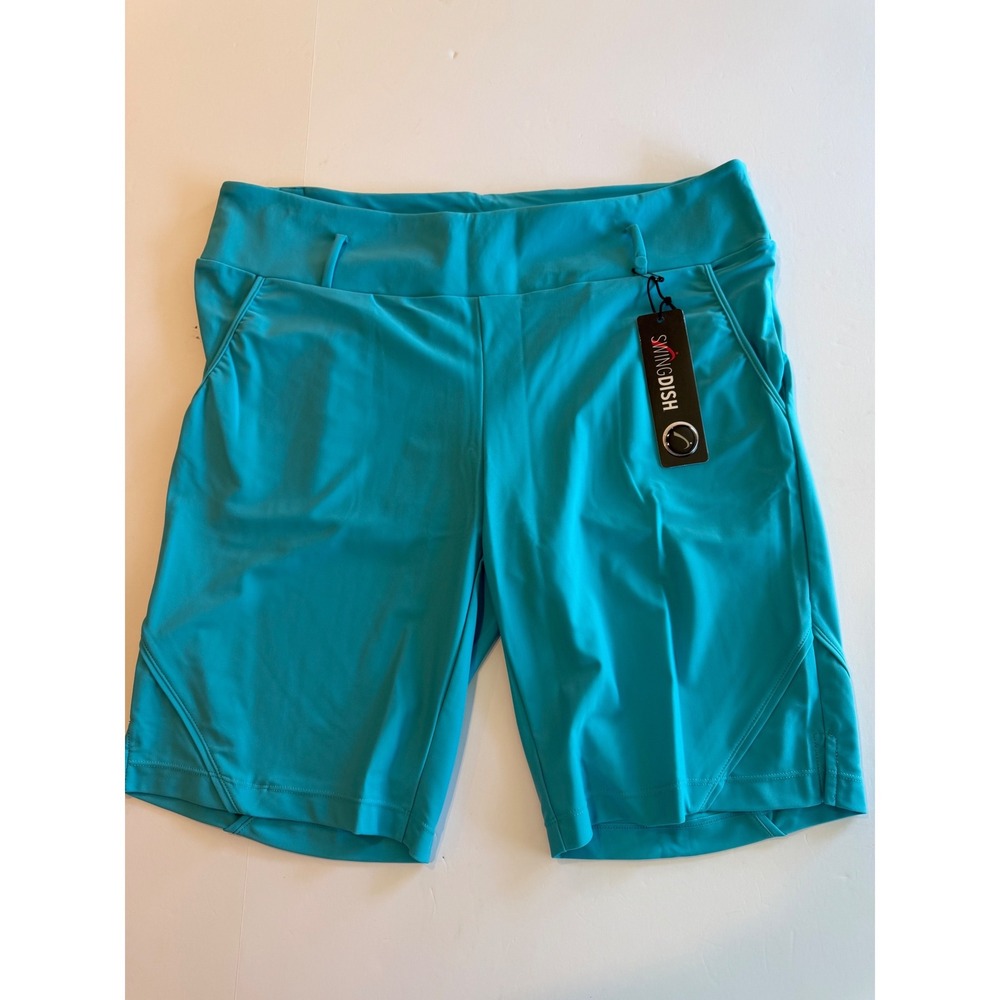 SwingDish Womens Golf Shorts Turquoise Blue Activewear Pull On Size XL NEW